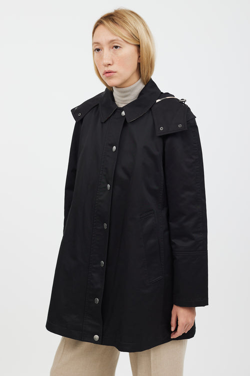 Burberry Black & Beige Hooded Coat