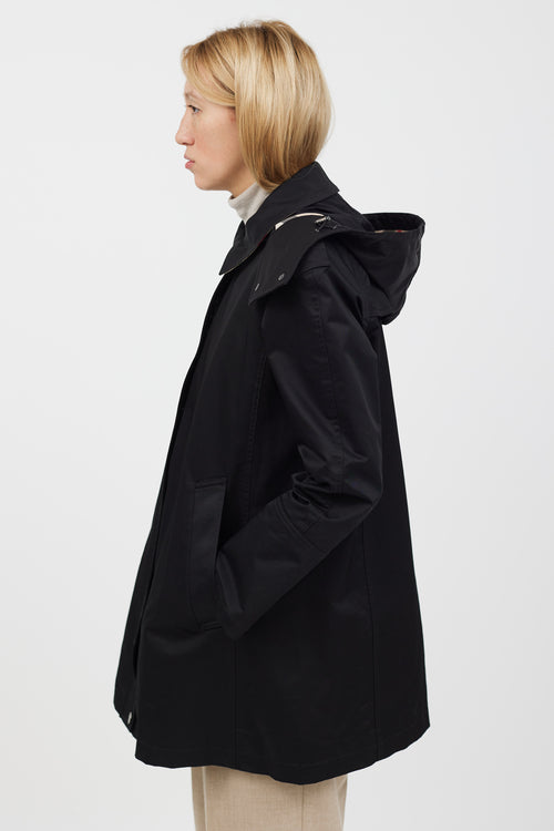 Burberry Black & Beige Hooded Coat