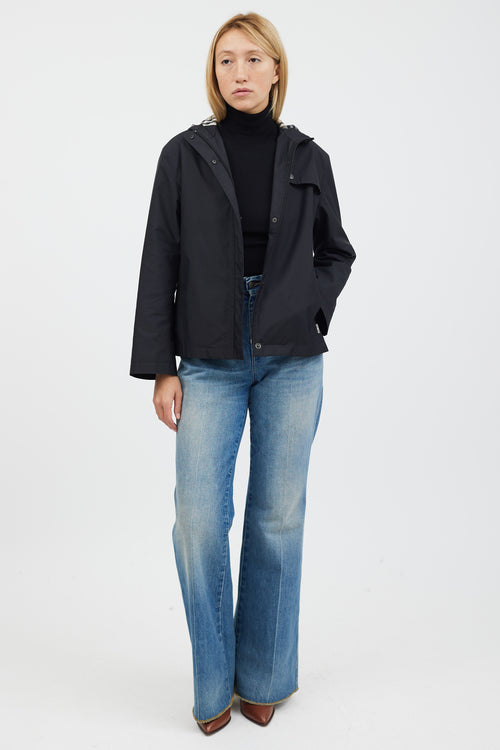 Burberry Black & Beige Hooded Nylon Jacket