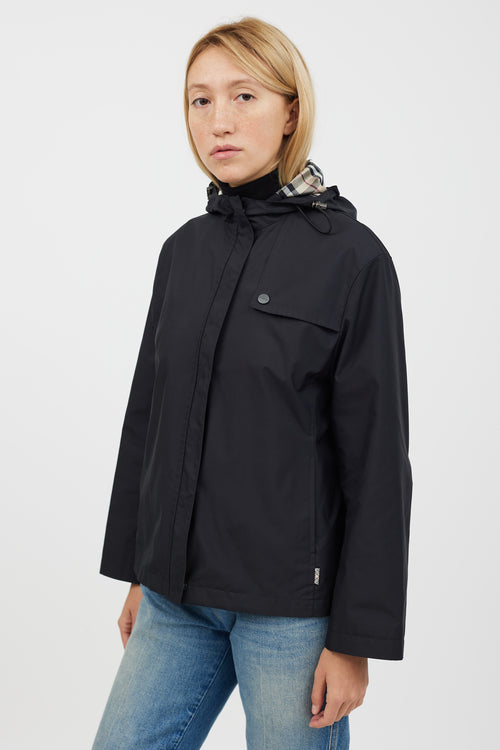 Burberry Black & Beige Hooded Nylon Jacket