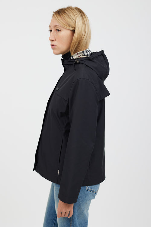 Burberry Black & Beige Hooded Nylon Jacket