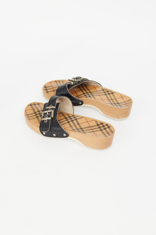 Burberry Black & Brown Nova Check Brigitte Clog