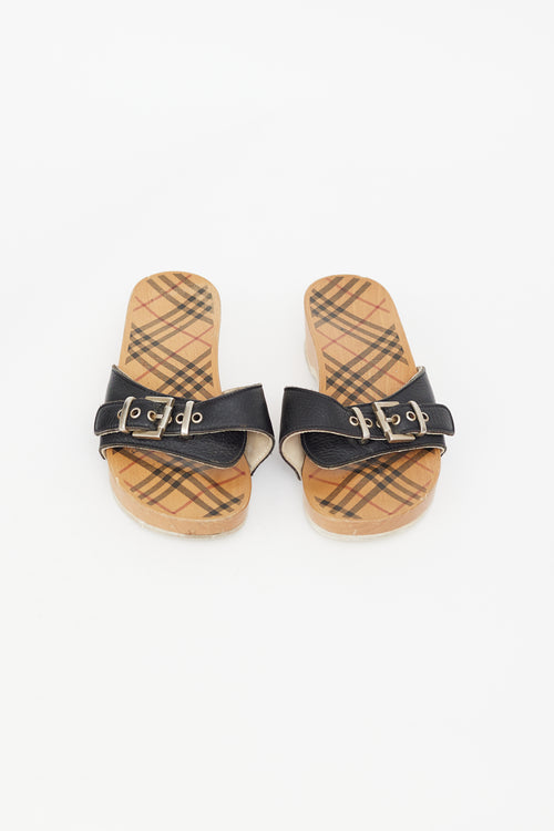 Burberry Black & Brown Nova Check Brigitte Clog