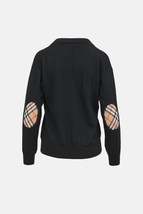 Burberry Wool Elbow Patch Cardigan