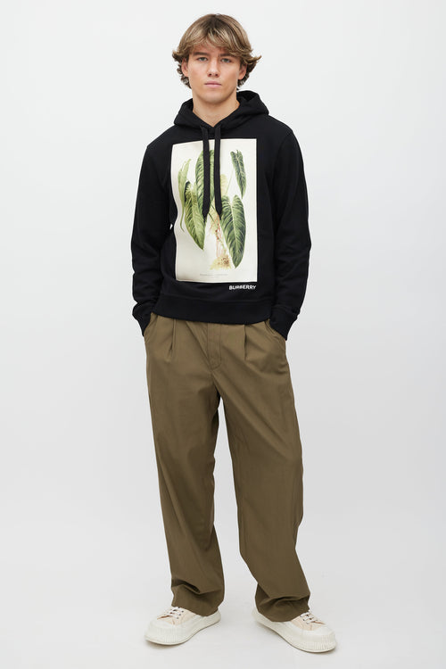 Burberry Black & Green Printed Satin Patch Hoodie
