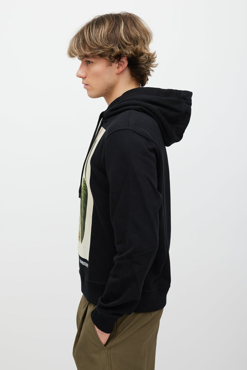Burberry Black & Green Printed Satin Patch Hoodie