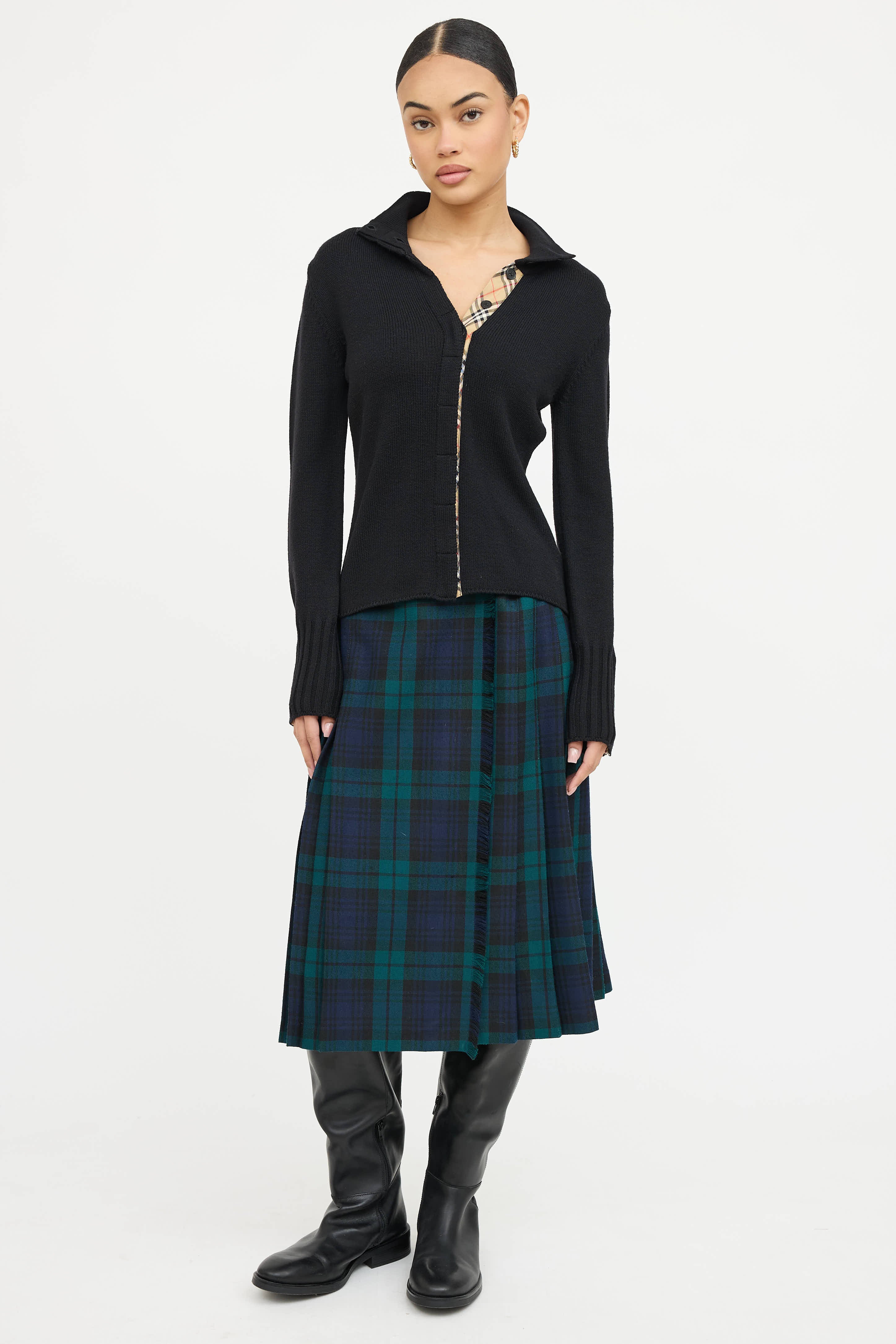 Burberry Wool Button Up  Sweater