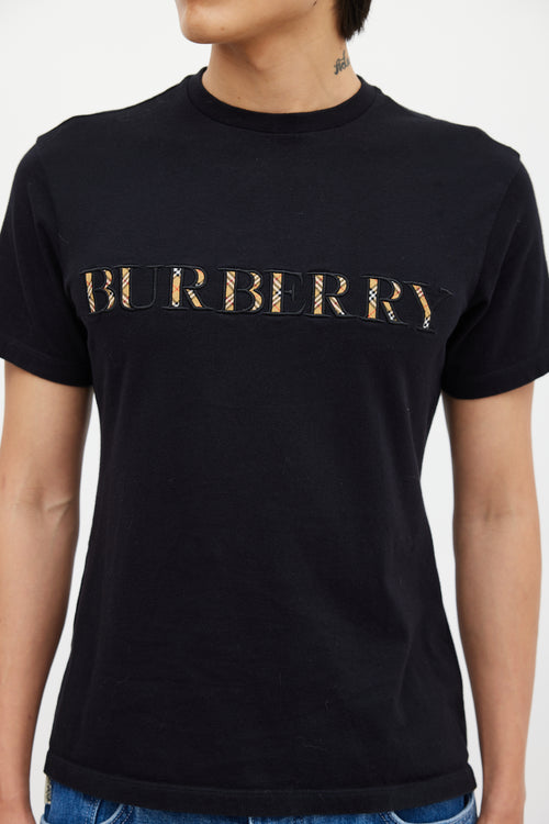 Burberry Black & Multicolour Nova Check Logo T-Shirt