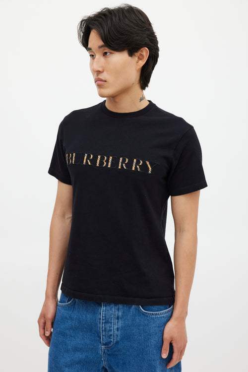Burberry Black & Multicolour Nova Check Logo T-Shirt