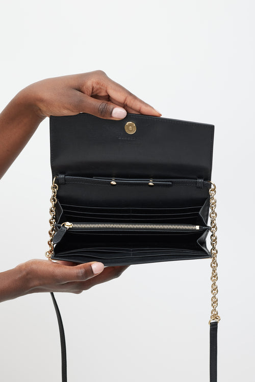 Burberry Black & Multicolour Nova Check Henley Wallet On Chain Bag