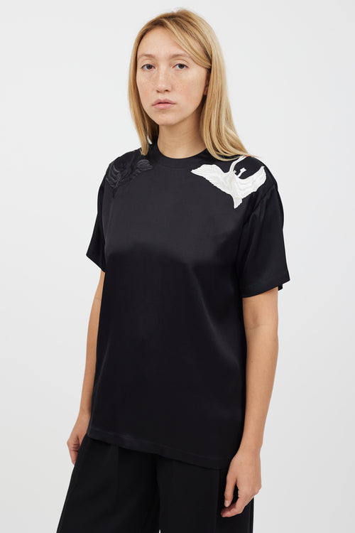 Burberry Black & Multicolour Silk Embroidered Shirt