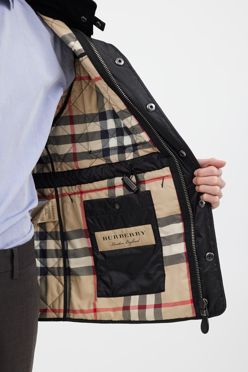 Burberry Black & Navy Quilted Four Pocket Jacket