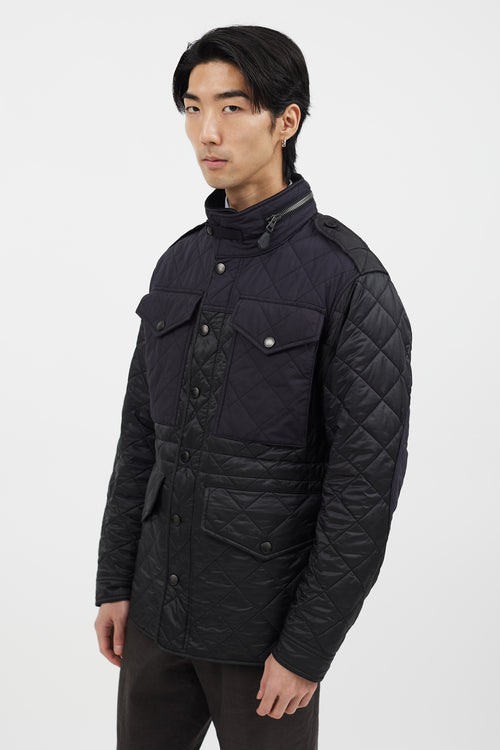 Burberry Black & Navy Quilted Four Pocket Jacket