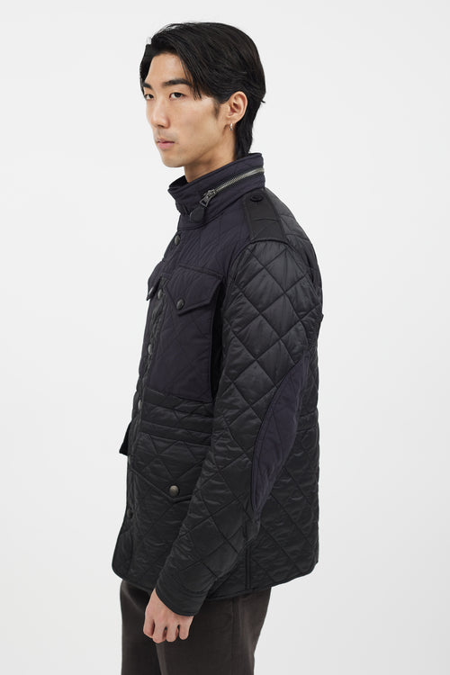 Burberry Black & Navy Quilted Four Pocket Jacket