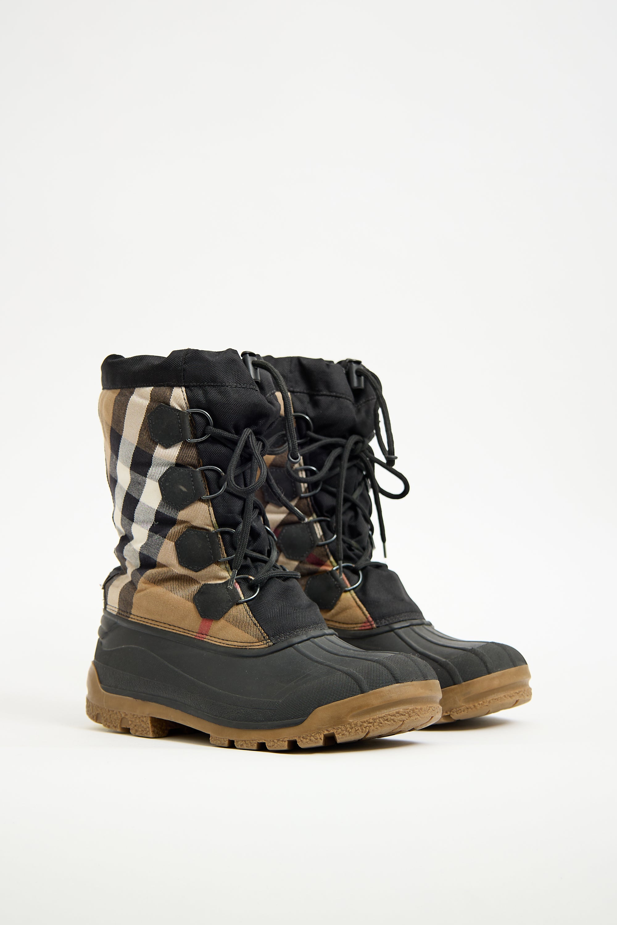 Burberry Black & Brown Nova Check Snow Boot
