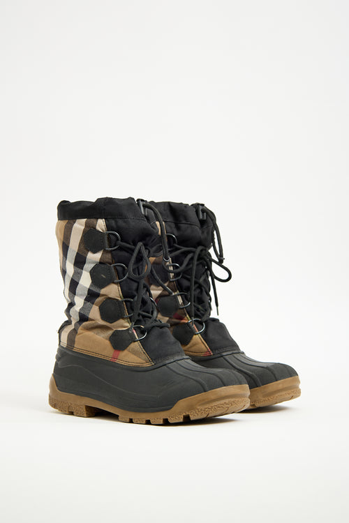 Burberry Black & Brown Nova Check Snow Boot