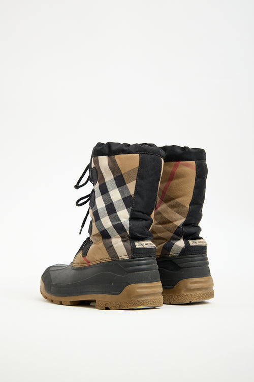 Burberry Black & Brown Nova Check Snow Boot
