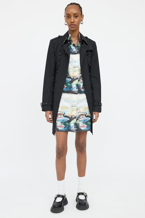 Burberry Black Doublebreasted Short Trench