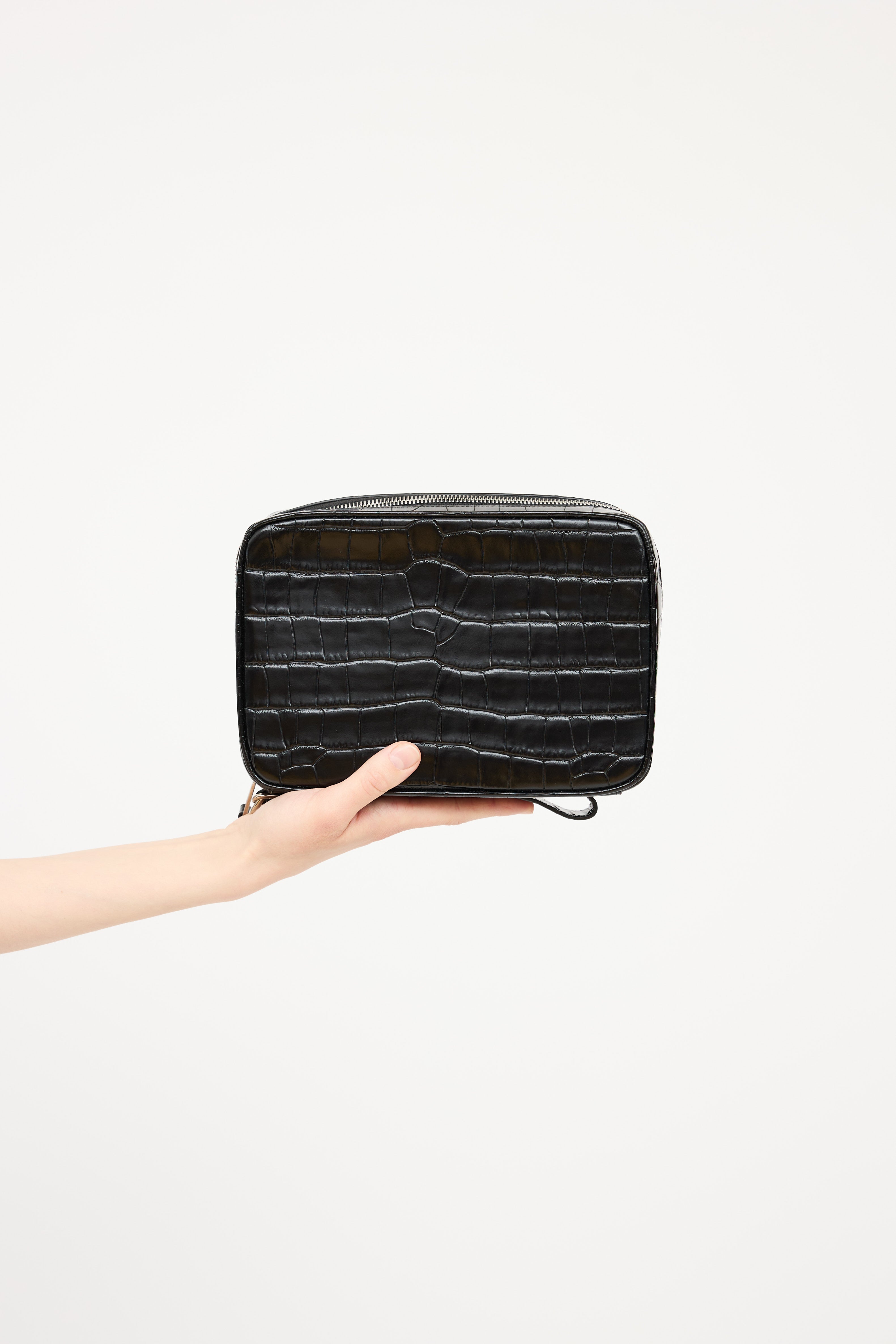 Burberry Black Leather Embossed Pouch