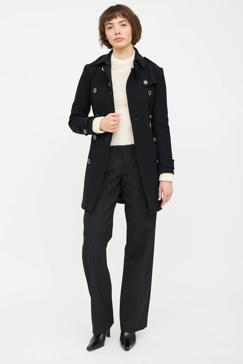 Burberry Wool Double Breasted Trench Coat