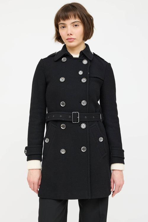 Burberry Wool Double Breasted Trench Coat