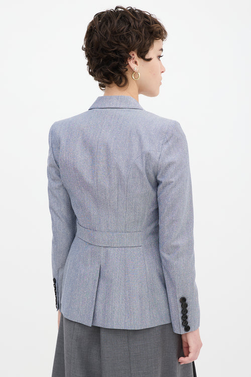 Burberry Blue Wool & Silk Three Pocket Blazer