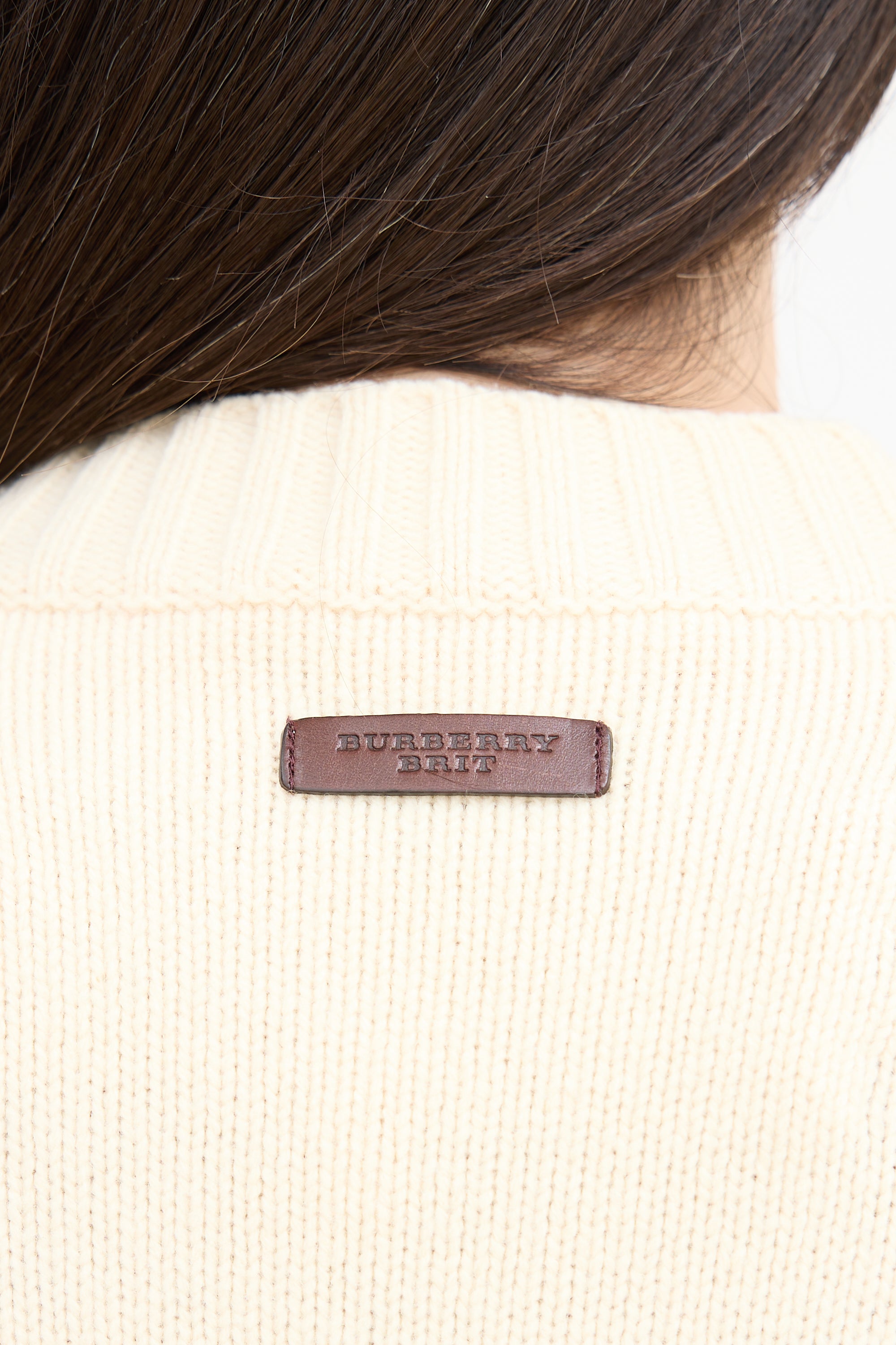 Burberry Brit Cream Long Open Front Cardigan
