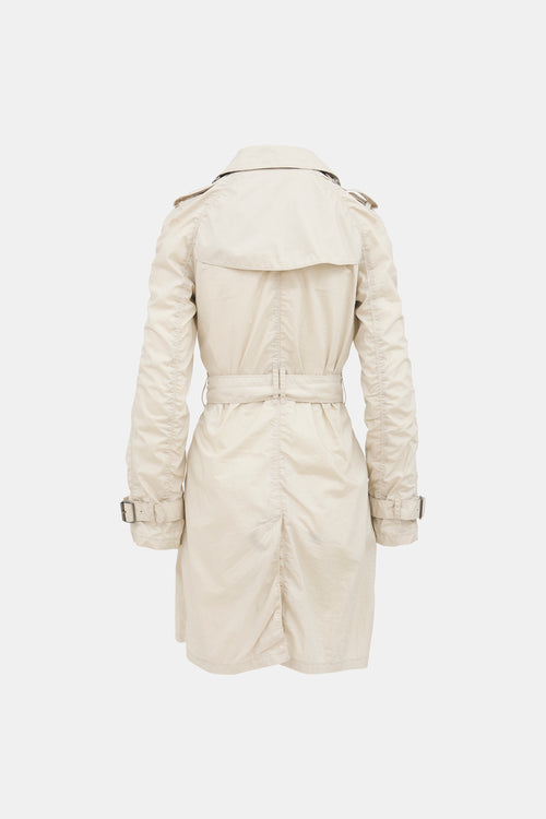 Burberry Brit Ruched Zip Trench Coat