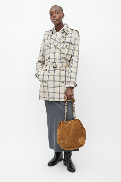 Burberry Brown & Gold Suede Bucket Bag