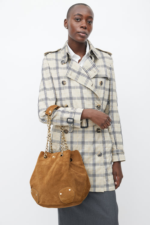 Burberry Brown & Gold Suede Bucket Bag