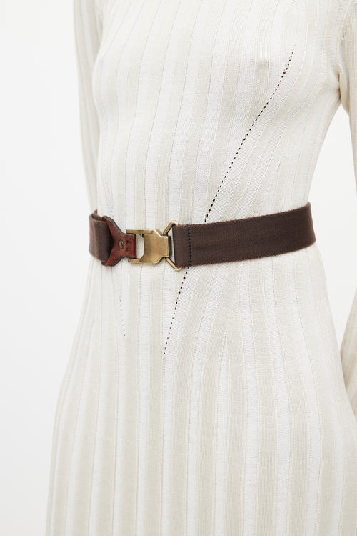 Burberry Brown & Gold Webbed Belt