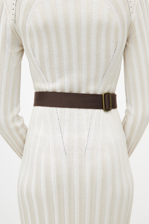 Burberry Brown & Gold Webbed Belt