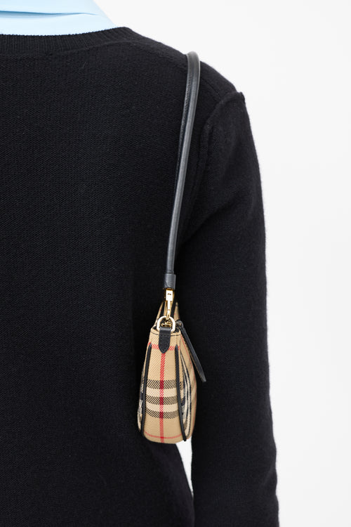 Burberry Brown & Multi Canvas Nova Check Olympia Pouch Bag
