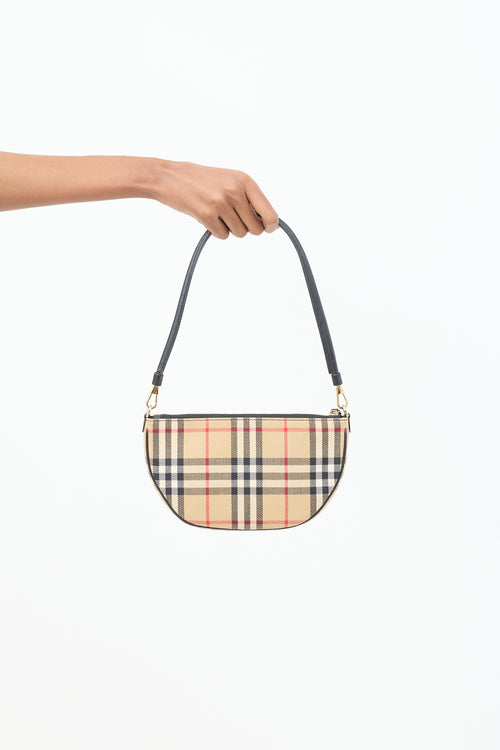 Burberry Brown & Multi Canvas Nova Check Olympia Pouch Bag