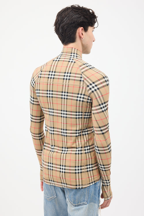 Burberry Brown & Multi Nova Check Half Zip Top