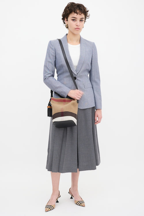 Burberry Brown & Multi Canvas Nova Check Mini Ashby Bucket Bag