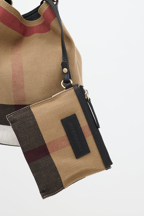 Burberry Brown & Multi Canvas Nova Check Mini Ashby Bucket Bag