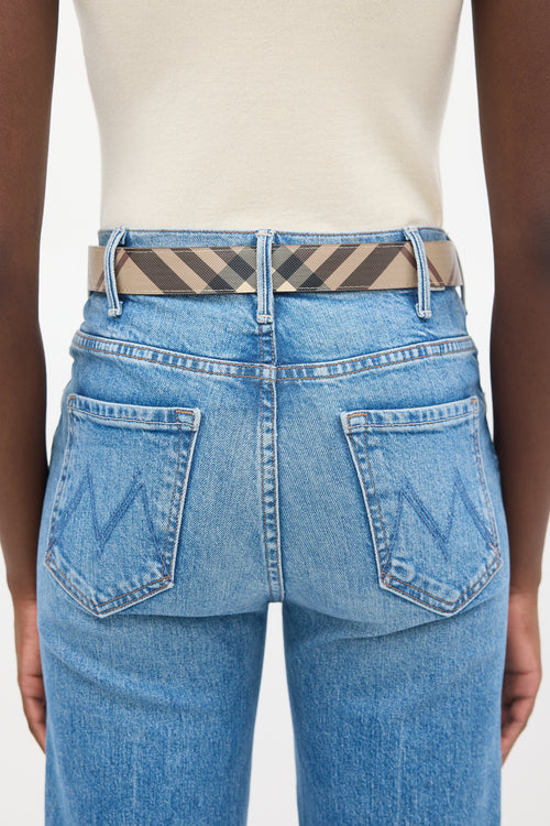 Burberry Brown & Multicolour Leather Nova Check Reversible Belt