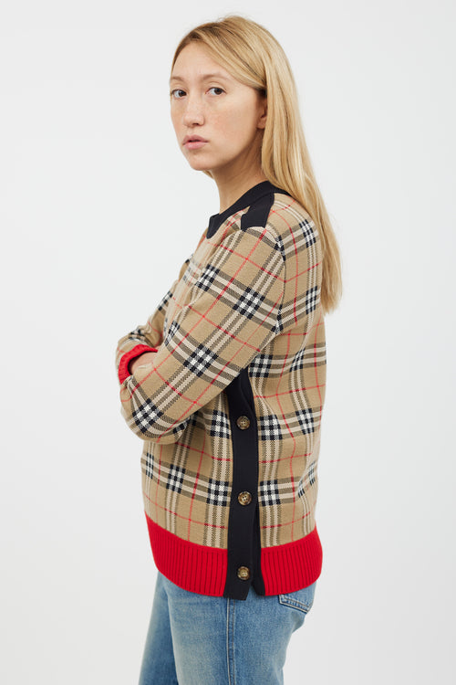 Burberry Brown & Multicolour Nova Check Woven Sweater