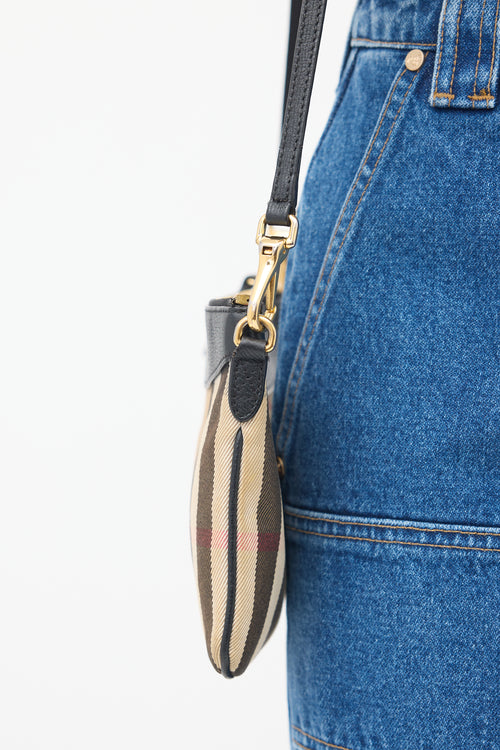 Burberry Brown & Black Canvas & Leather Peyton Nova Check Crossbody Bag