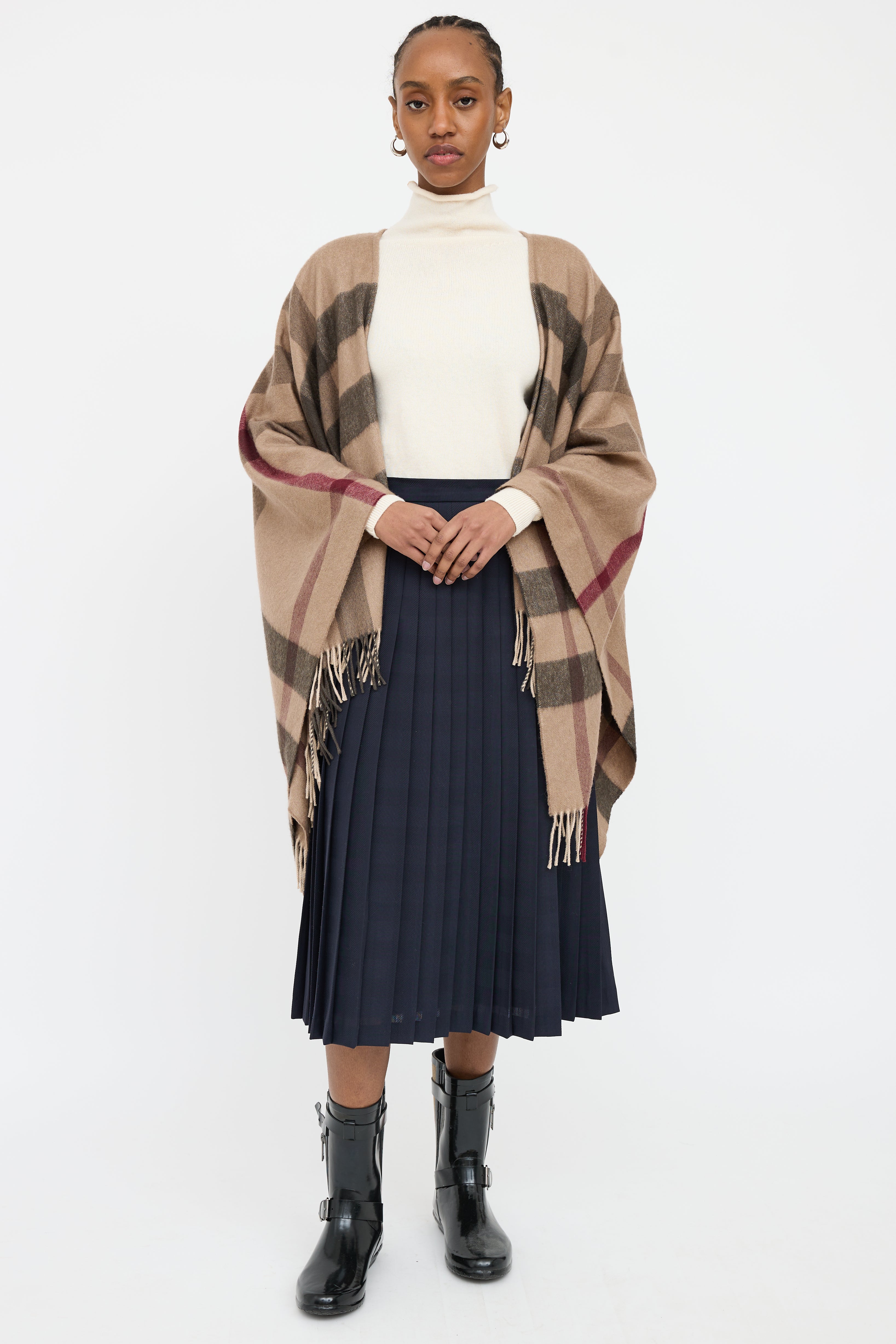 Burberry Brown Check Wool Shawl