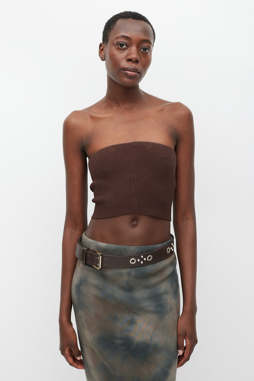 Burberry Brown & Silver Studded Leather Belt