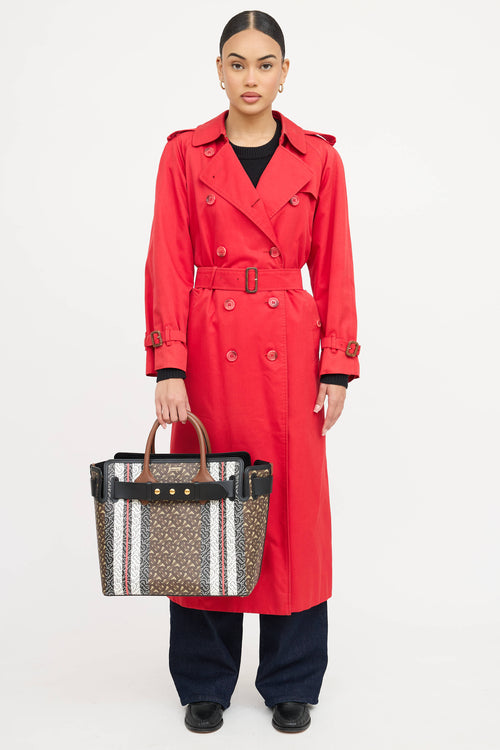 Burberry Medium E- Canvas TB Stripe Belt Tote