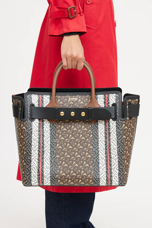 Burberry Medium E- Canvas TB Stripe Belt Tote