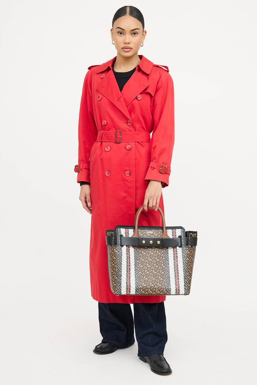 Burberry Medium E- Canvas TB Stripe Belt Tote