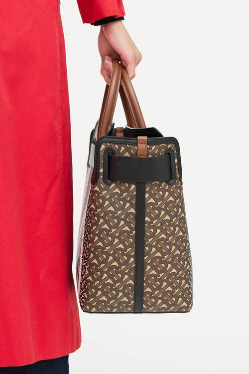 Burberry Medium E- Canvas TB Stripe Belt Tote