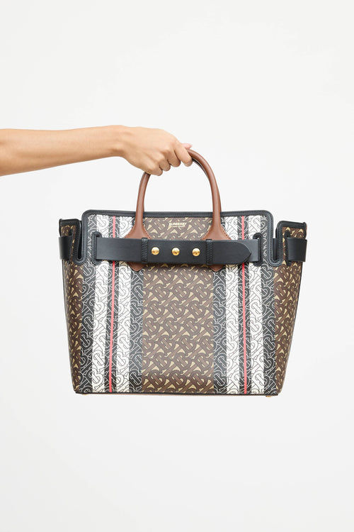 Burberry Medium E- Canvas TB Stripe Belt Tote