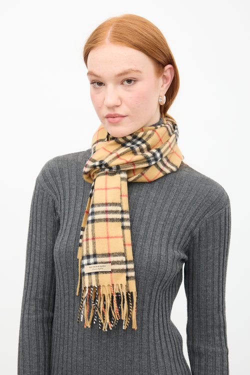 Burberry Beige & Multi Nova Check Fringe Scarf