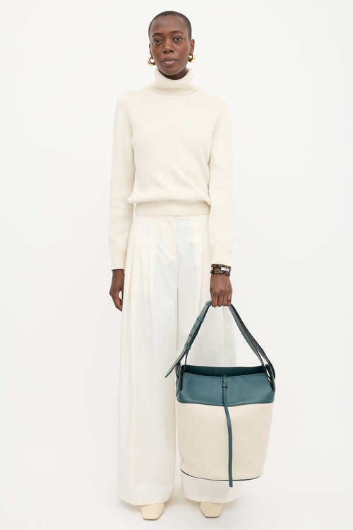 Burberry Canvas & Leather Large Bucket Bag