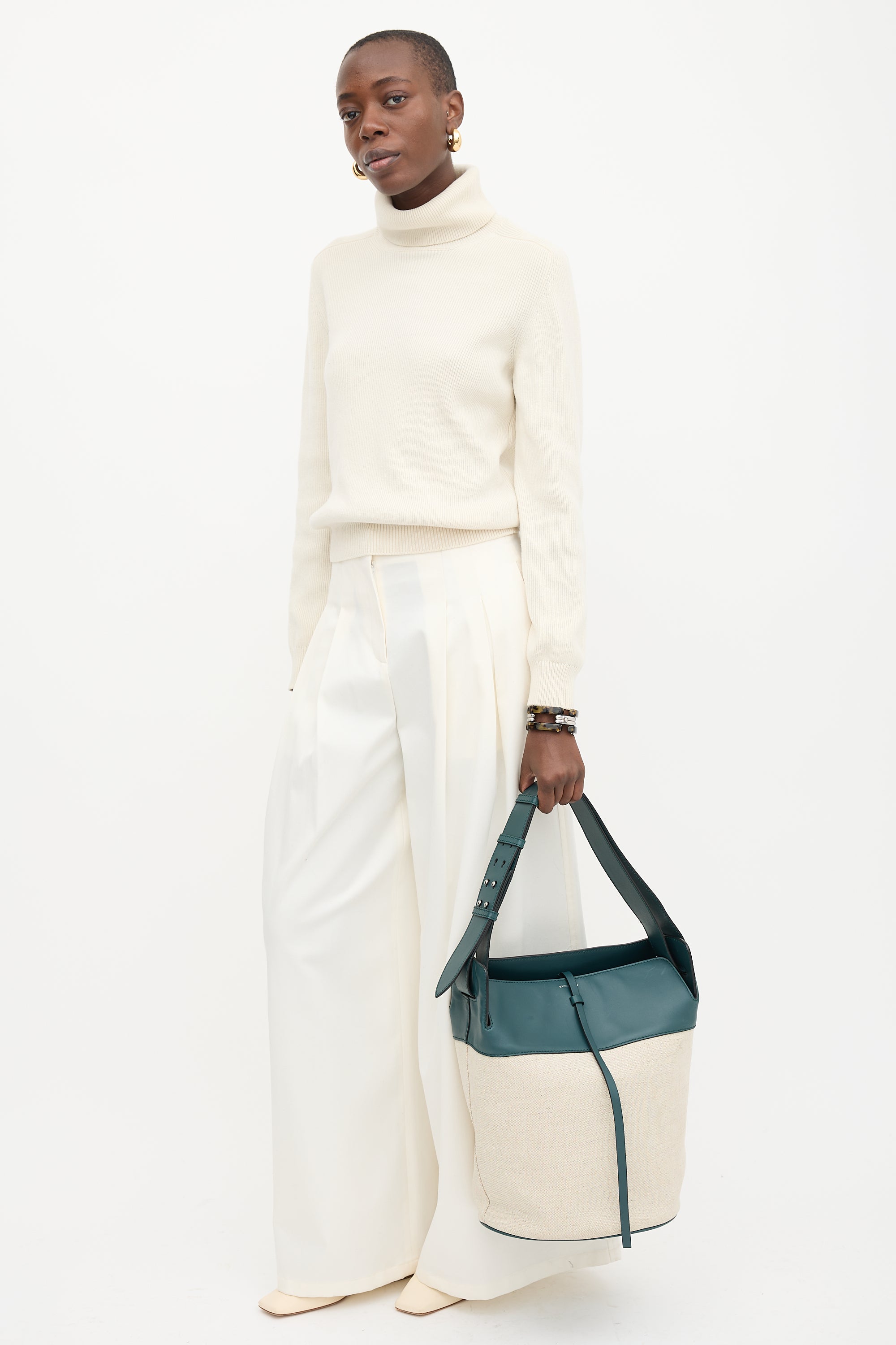 Burberry Canvas & Leather Large Bucket Bag